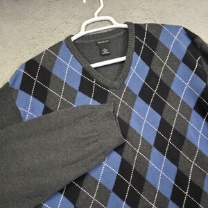 NorthCrest Sweater Men 2XL Gray Argyle Grandpa Diamond Academia Preppy Old Money